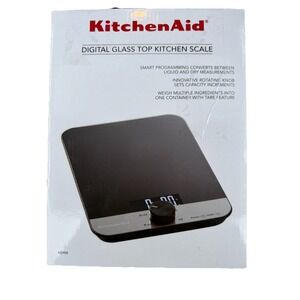 KitchenAid Digital Glass Top Kitchen Food Scale Black Stainless Steel